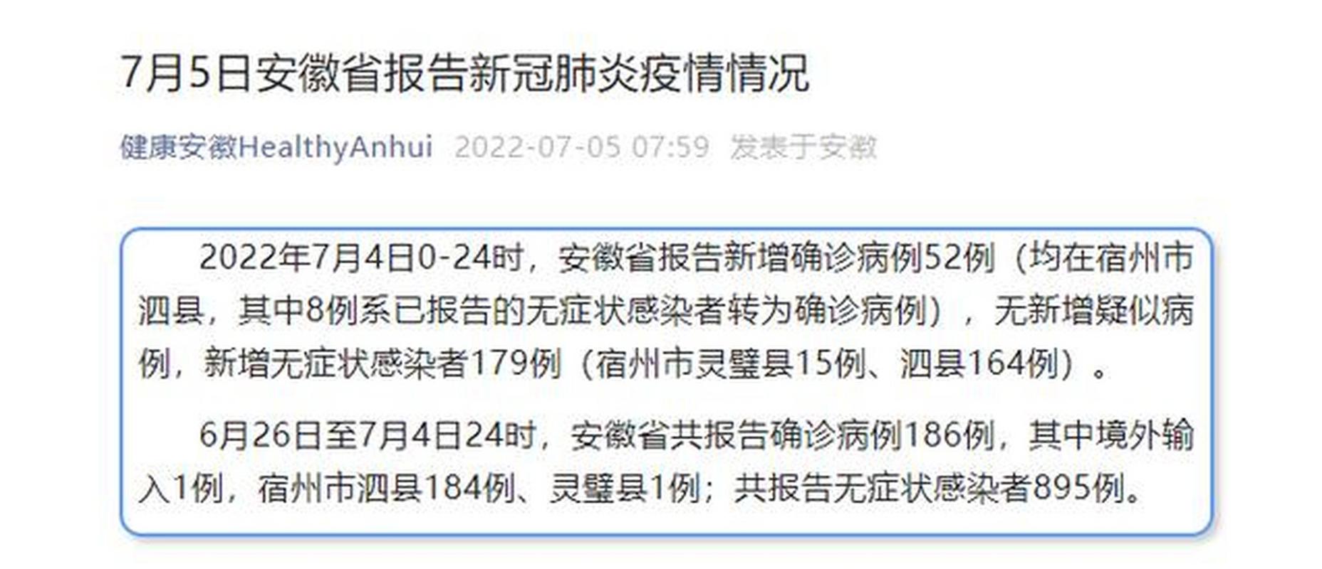 安徽新增疫情最新消息 今日情况汇总