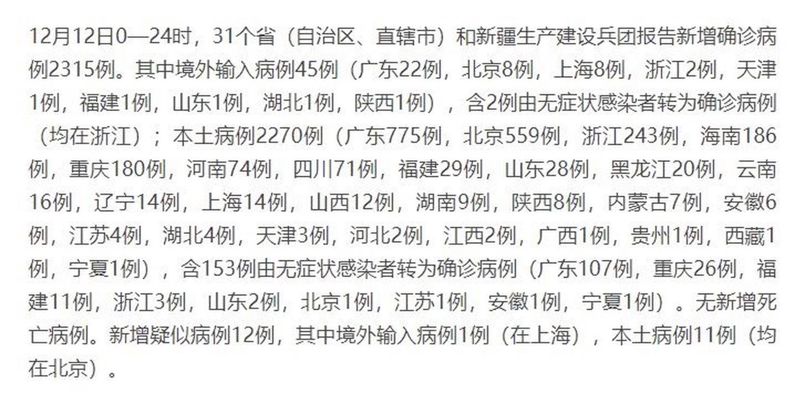 31省新增确诊病例数：105例与10例情况汇总